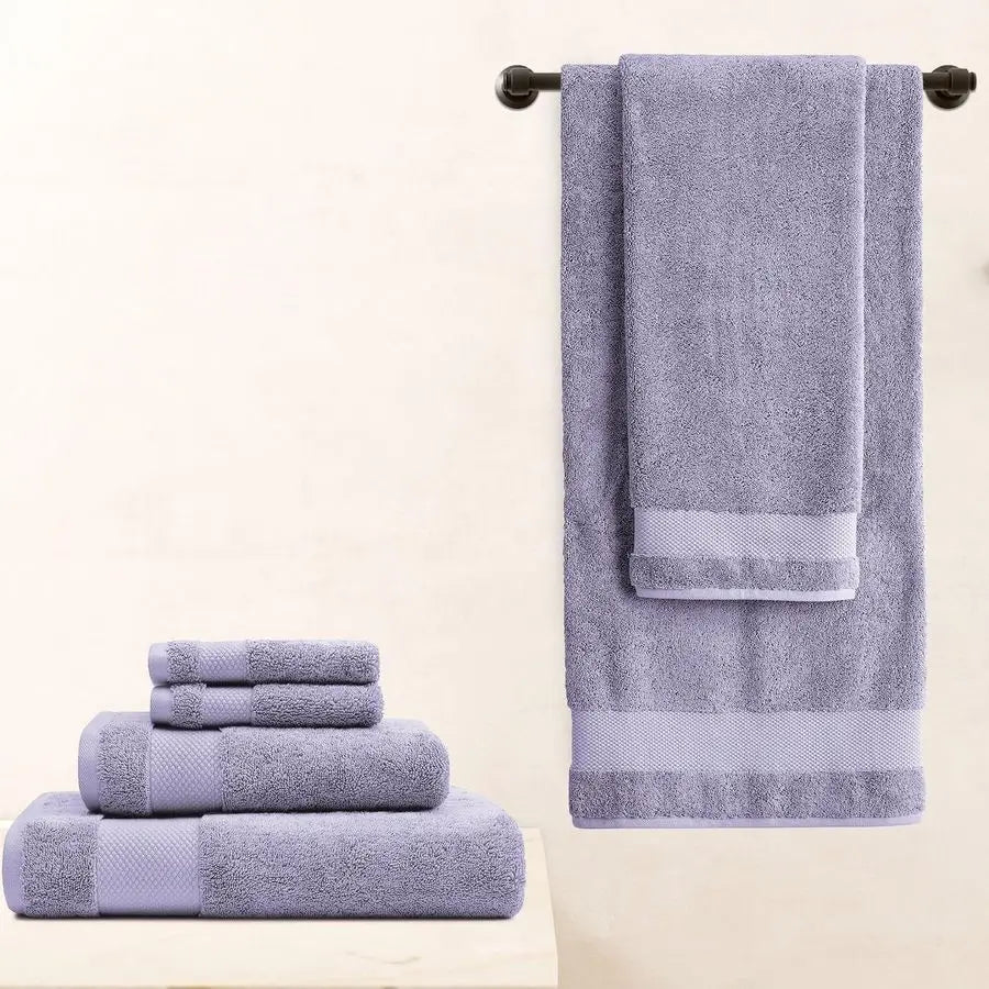 100 Organic Cotton Bath Towel Set 700 GSM Plush 6Piece Premium Towel Set GOTS Certified, 2 Bath Towels, 2 Hand Towels amp 2 Wash