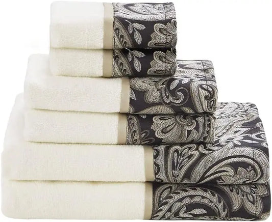 Luxury 100% Cotton Bath Towel Set - Highly Absorbent, Quick Dry, Jacquard Paisley Design for Hotel & Spa Quality Decor