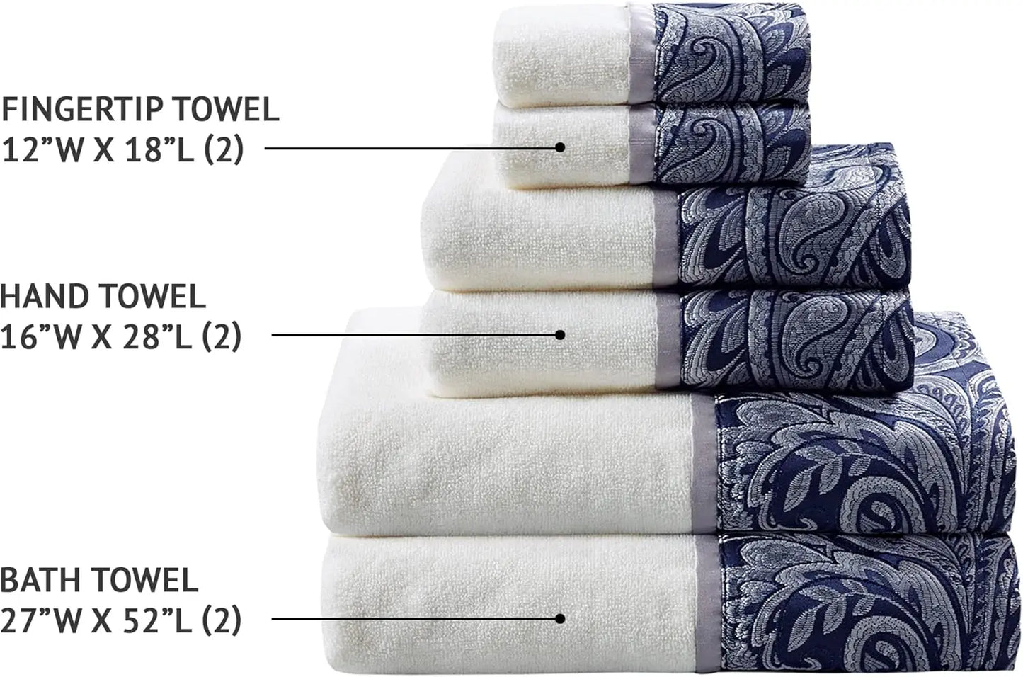 Luxury 100% Cotton Bath Towel Set - Highly Absorbent, Quick Dry, Jacquard Paisley Design for Hotel & Spa Quality Decor