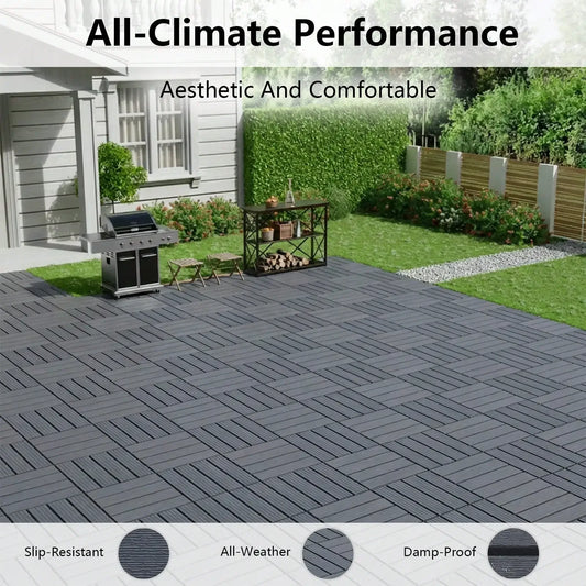 Plastic Interlocking Deck Tiles,44 Pcs 12"X12"Waterproof Outdoor Floor All Weather Use,Patio Floor Decking Tiles For Balcony Dec
