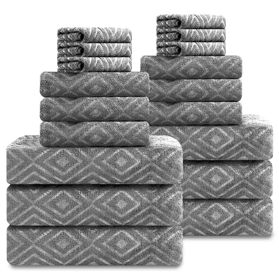 18Piece Bath Towel Set, Include 6 Bath Towel Sheets, 6 Hand Towels and 6 Washcloths Highly Absorbent Quick Dry 100 Microfiber