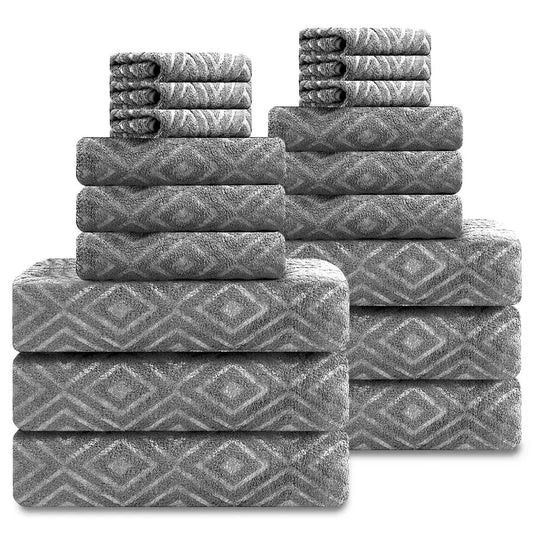 18Piece Bath Towel Set, Include 6 Bath Towel Sheets, 6 Hand Towels and 6 Washcloths Highly Absorbent Quick Dry 100 Microfiber