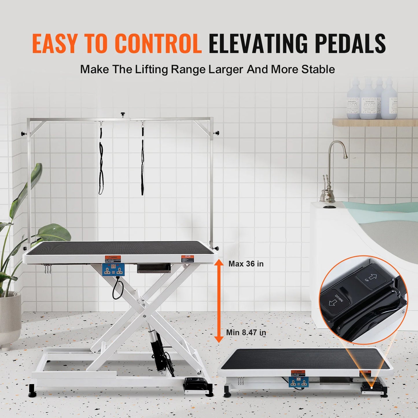 Electric Pet Grooming Table Heavy Duty Dog Grooming Arm for Large Dog Height Adjustable Grooming Station Slip Tabletop