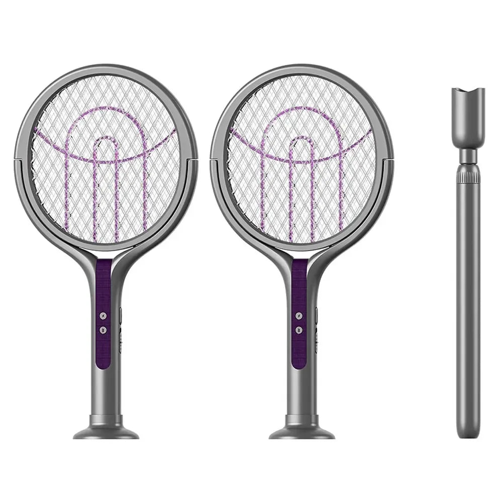 Telescopic Electric Mosquito Swatter & UV Trap Lamp, Extendable 109cm, Safe Physical Killer, Rechargeable, Wall Mount No Gap