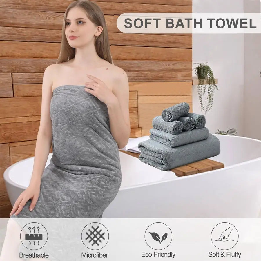 18Piece Bath Towel Set, Include 6 Bath Towel Sheets, 6 Hand Towels and 6 Washcloths Highly Absorbent Quick Dry 100 Microfiber