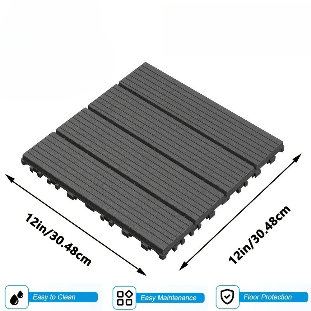 Plastic Interlocking Deck Tiles,44 Pcs 12"X12"Waterproof Outdoor Floor All Weather Use,Patio Floor Decking Tiles For Balcony Dec