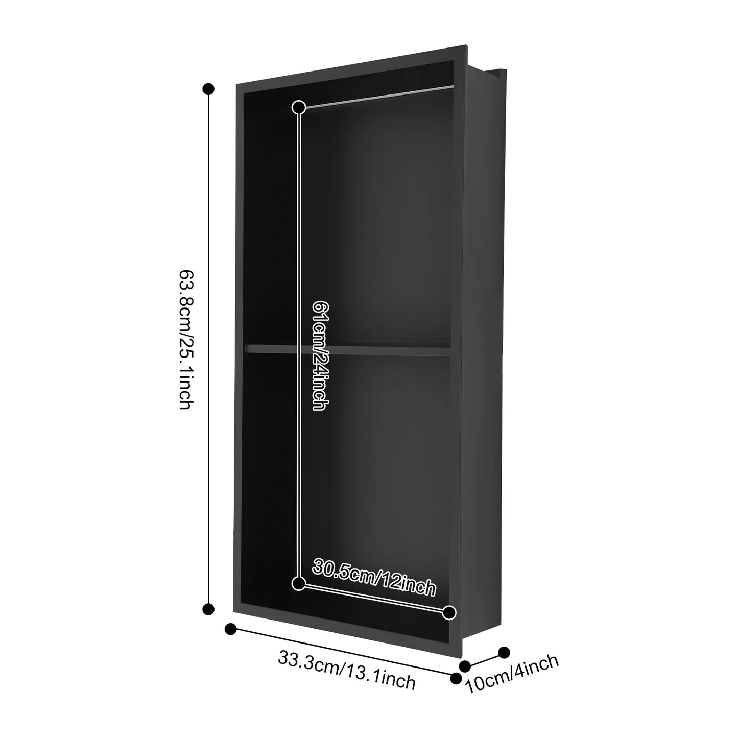 Stainless Steel Recessed Wall Niche with LED Light 2/3-Tier Bathroom Shelves Concealed Shower Niche Shelf Bbathroom Cabinet