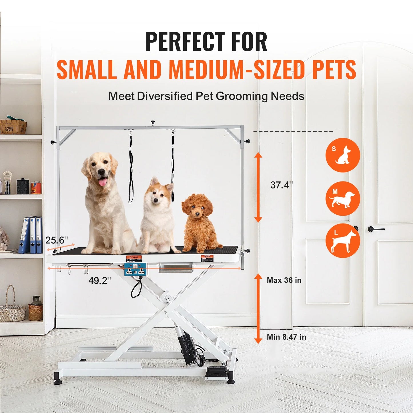 Electric Pet Grooming Table Heavy Duty Dog Grooming Arm for Large Dog Height Adjustable Grooming Station Slip Tabletop