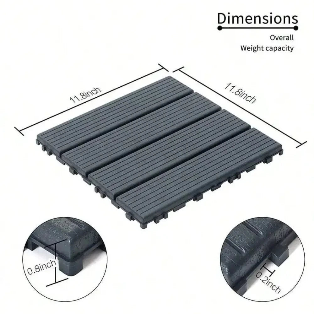 Plastic Interlocking Deck Tiles,44 Pcs 12"X12"Waterproof Outdoor Floor All Weather Use,Patio Floor Decking Tiles For Balcony Dec