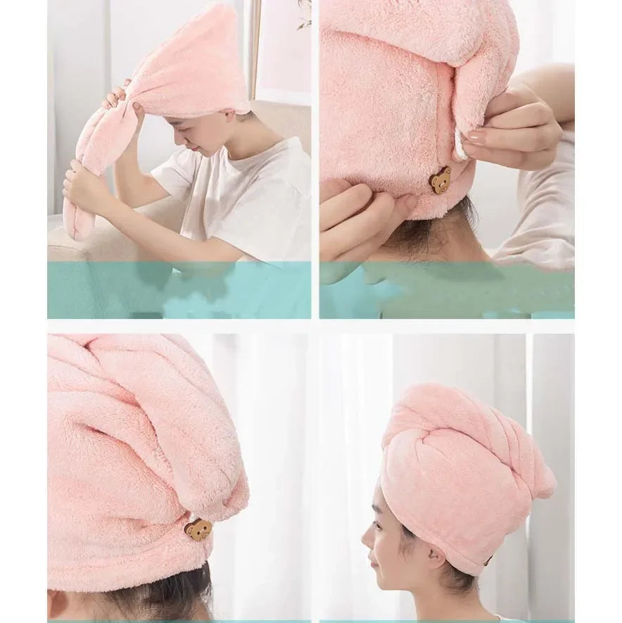 10Pcs Quick Dry Hair Quick Drying Microfiber Towels Bathroom Bathroom Accessories Nursing Cap With Buckle Sauna Spa Towel Bath