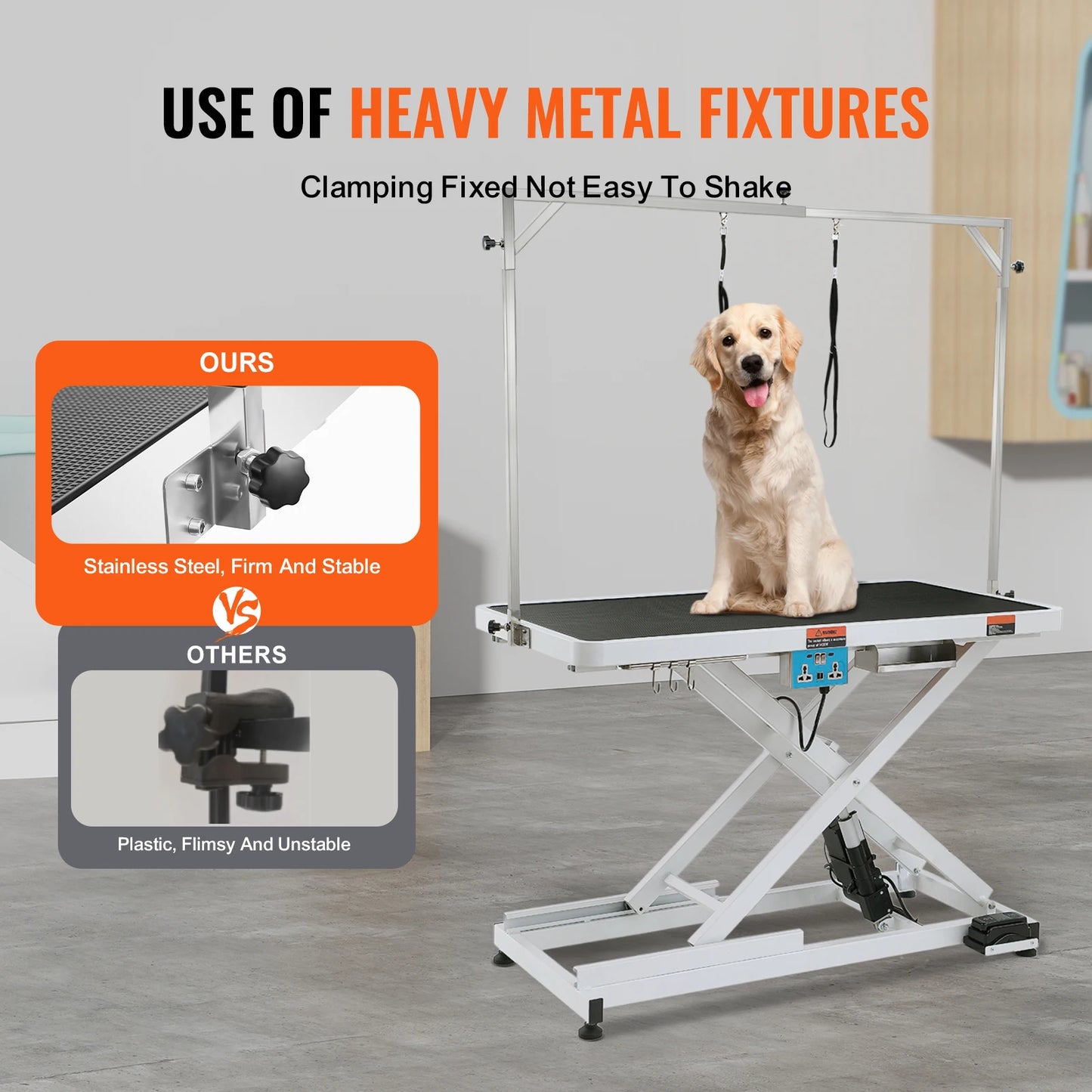 Electric Pet Grooming Table Heavy Duty Dog Grooming Arm for Large Dog Height Adjustable Grooming Station Slip Tabletop