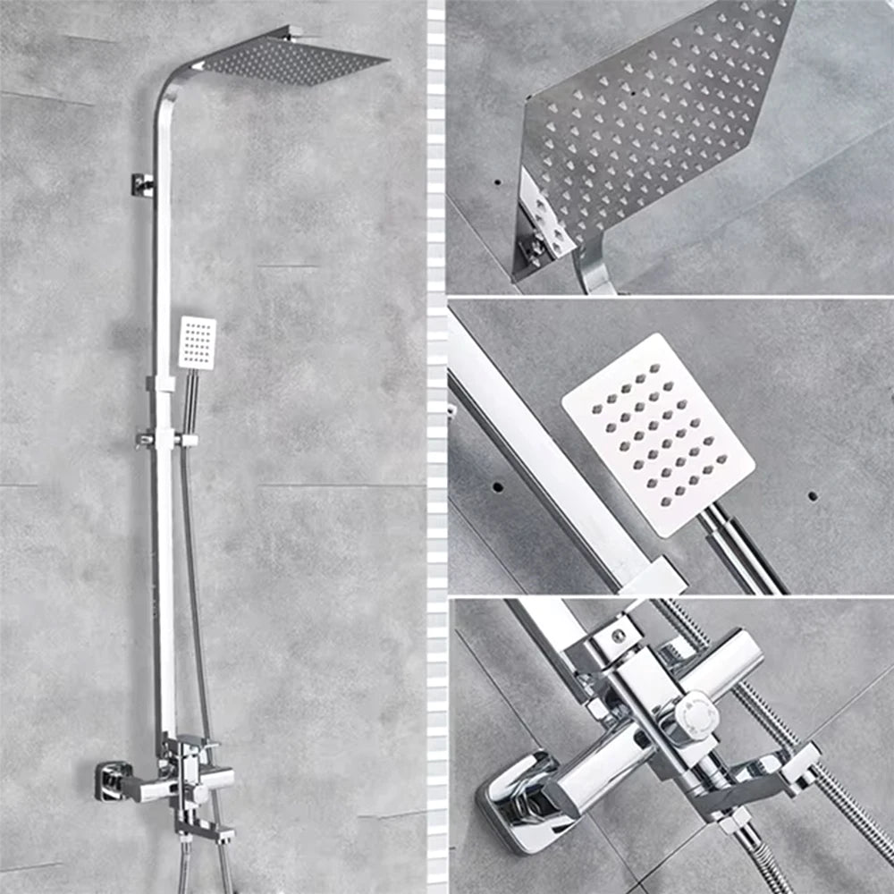 Black Luxury Bathroom Shower Faucet Wall Mounted Swivel Spout Shower Set Square Rainfall Water Tap Mixer System Hot cold Taps