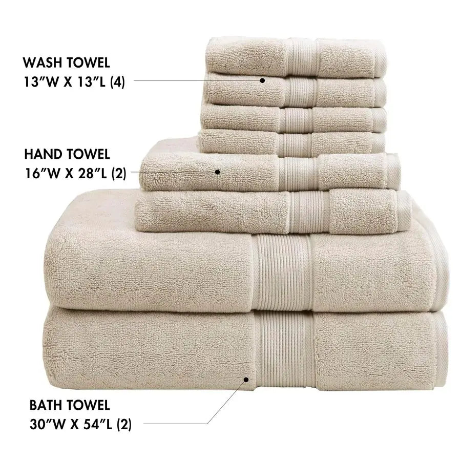 800GSM Bathroom Towel Set of 8 100 Cotton Bath Towel Set for Bathroom Luxurious Highly Absorbent 2 Bath Towels 2 Hand Towels 4 W