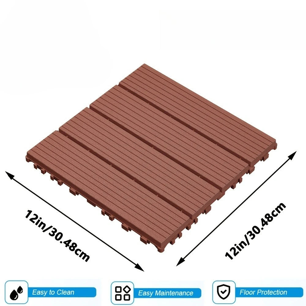 Plastic Interlocking Deck Tiles,44 Pcs 12"X12"Waterproof Outdoor Floor All Weather Use,Patio Floor Decking Tiles For Balcony Dec